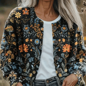 Women Floral Long Sleeve Comfy Vintage Printing Cardigan